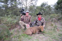 Jim Shockey+Cameraman Matt with Jims SCI World Record For Archery Hog Deer 2014